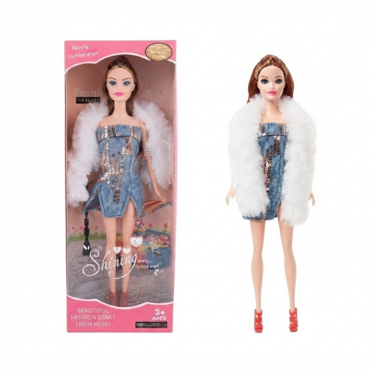 Muñeca Fashion Angel Con Abrigo Y Lentejuelas
