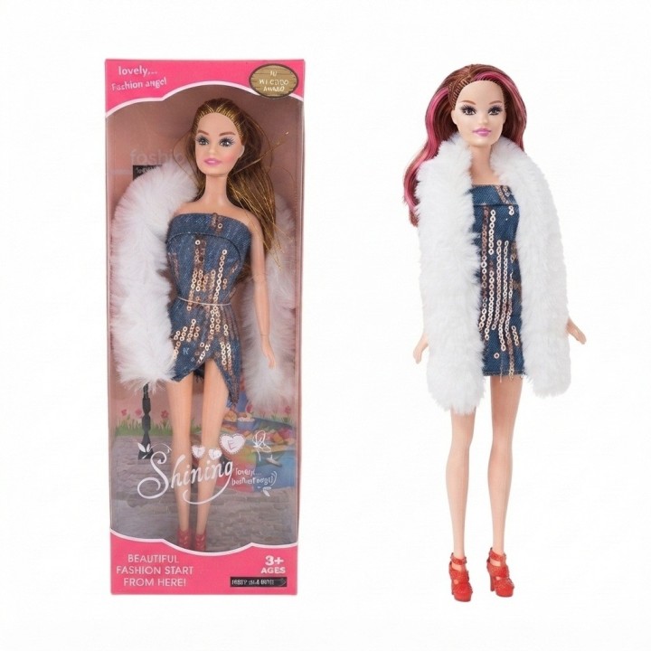 Muñeca Fashion Angel Con Abrigo Y Lentejuelas