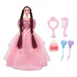 Muñeca Moda Trenzas Largas Vestido Elegante Accesorios