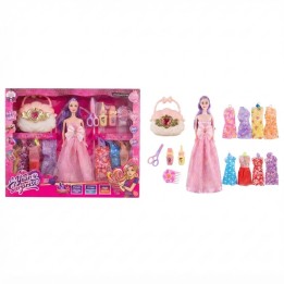 Muñeca Sorpresa Con Vestidos, Bolso Concha Y Accesorios