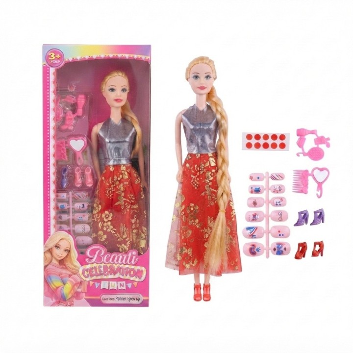 Muñeca Beauti Celebration Con Uñas Postizas Y Accesorios