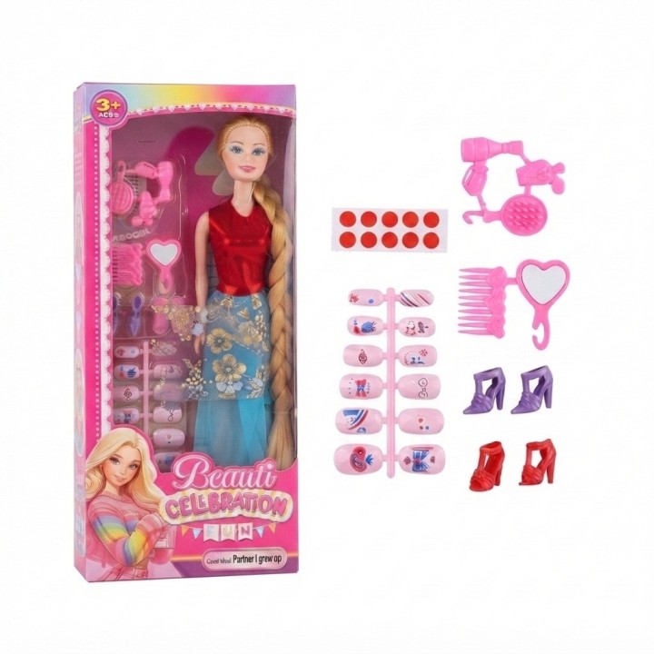 Muñeca Beauti Celebration Con Uñas Postizas Y Accesorios