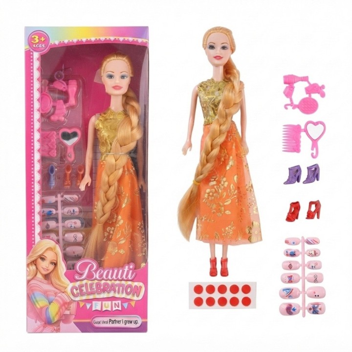 Muñeca Beauti Celebration Con Uñas Postizas Y Accesorios