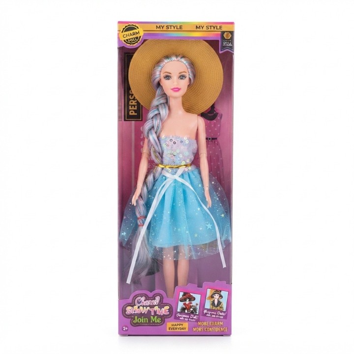 Muñeca Charm Doll Con Sombrero Y Trenza Larga