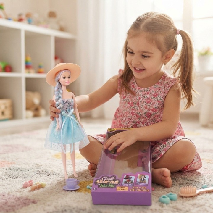 Muñeca Charm Doll Con Sombrero Y Trenza Larga