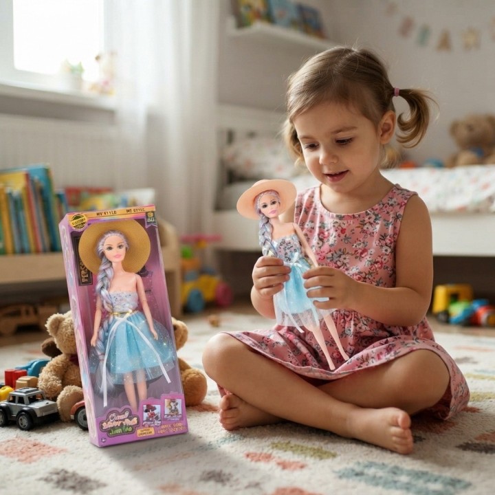 Muñeca Charm Doll Con Sombrero Y Trenza Larga