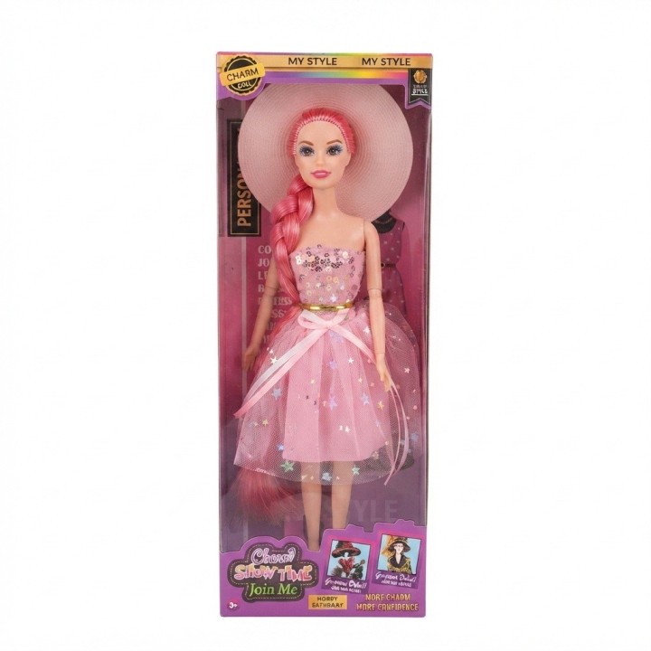 Muñeca Charm Doll Con Sombrero Y Trenza Larga