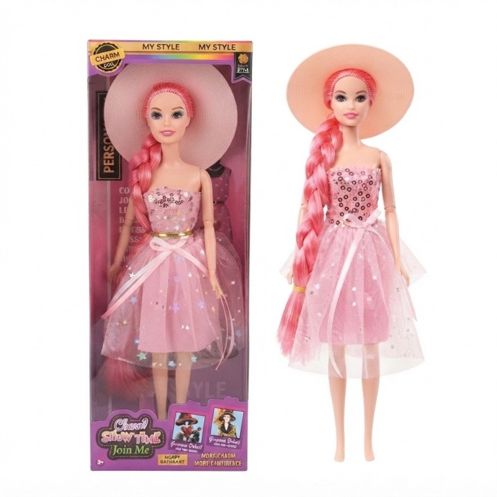 Muñeca Charm Doll Con Sombrero Y Trenza Larga
