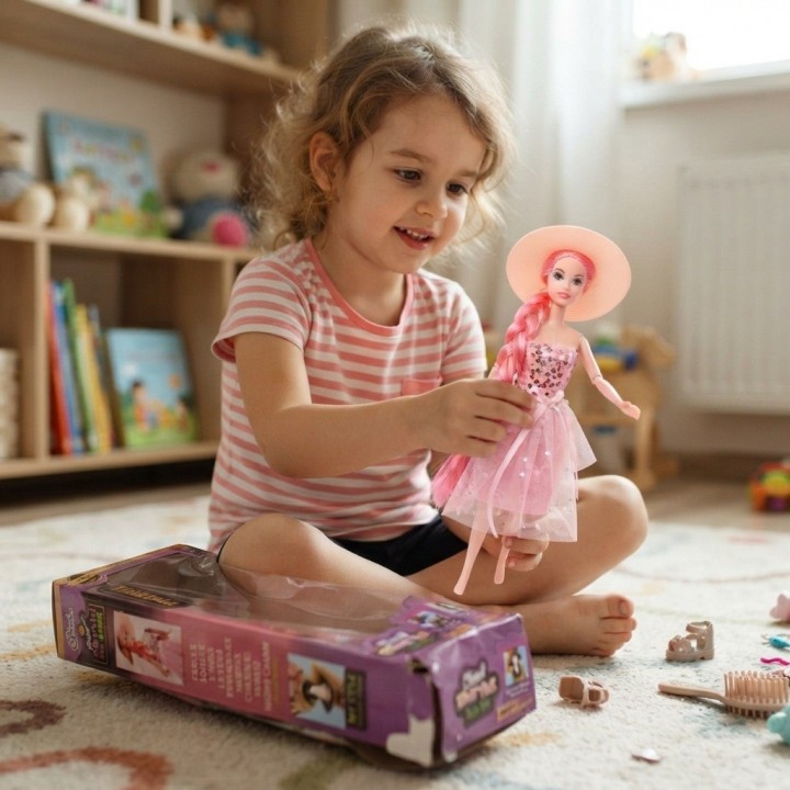 Muñeca Charm Doll Con Sombrero Y Trenza Larga