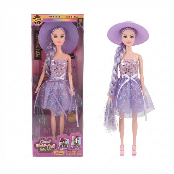 Muñeca Charm Doll Con Sombrero Y Trenza Larga