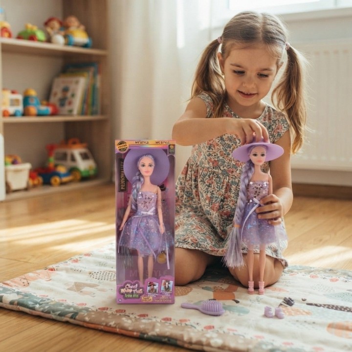 Muñeca Charm Doll Con Sombrero Y Trenza Larga
