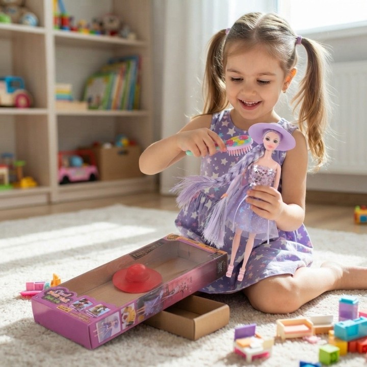 Muñeca Charm Doll Con Sombrero Y Trenza Larga