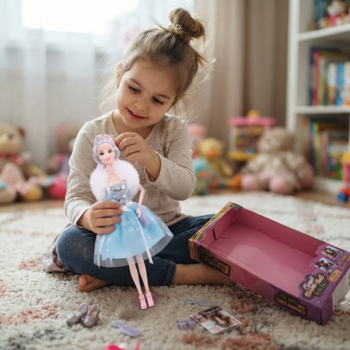Muñeca Charm Doll Vestido Brillante Con Tul Y Accesorios