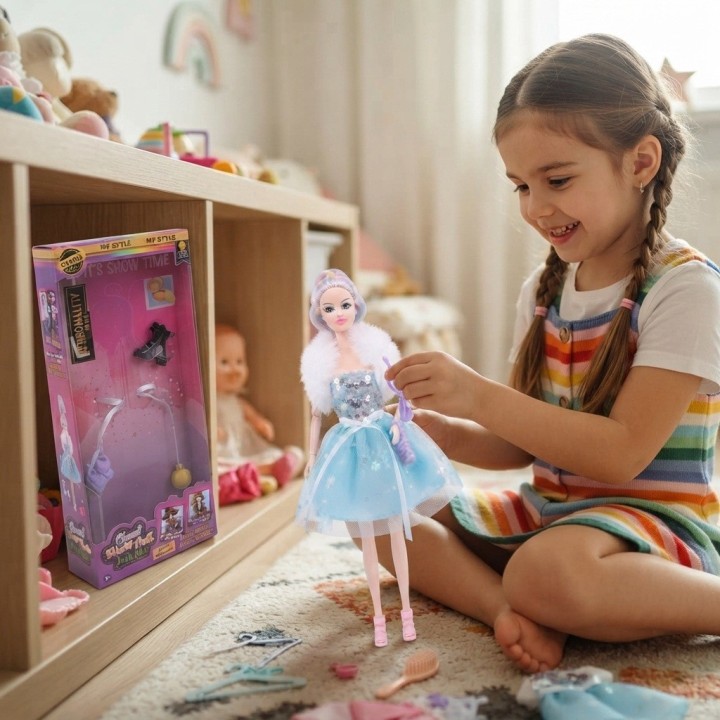 Muñeca Charm Doll Vestido Brillante Con Tul Y Accesorios
