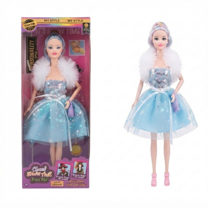 Muñeca Charm Doll Vestido Brillante Con Tul Y Accesorios