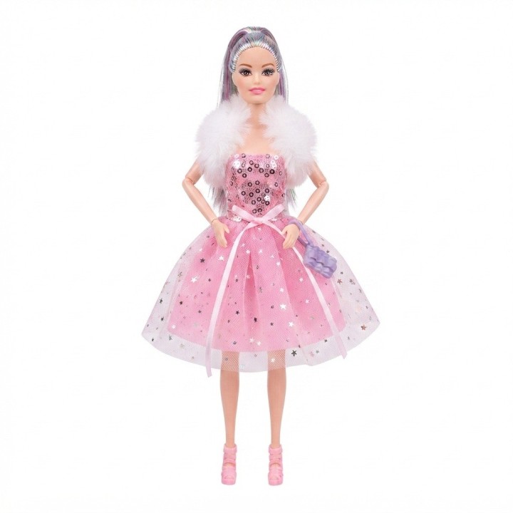 Muñeca Charm Doll Vestido Brillante Con Tul Y Accesorios