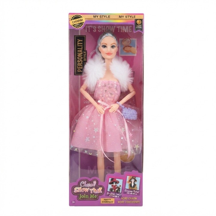 Muñeca Charm Doll Vestido Brillante Con Tul Y Accesorios