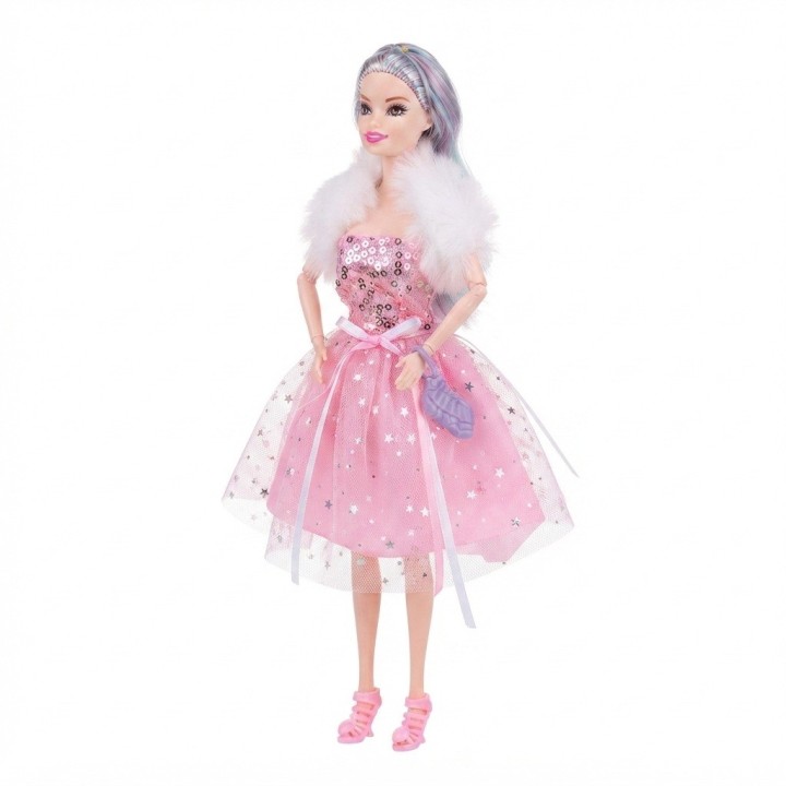 Muñeca Charm Doll Vestido Brillante Con Tul Y Accesorios