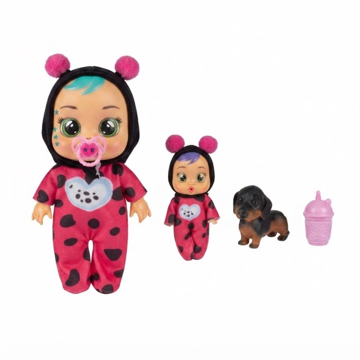 Set X2 Muñecas Bebés Lloronas Disfraz Animales Y Mascota