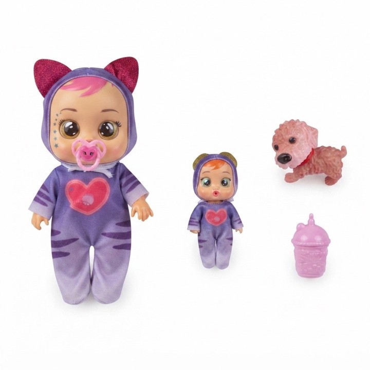 Set X2 Muñecas Bebés Lloronas Disfraz Animales Y Mascota