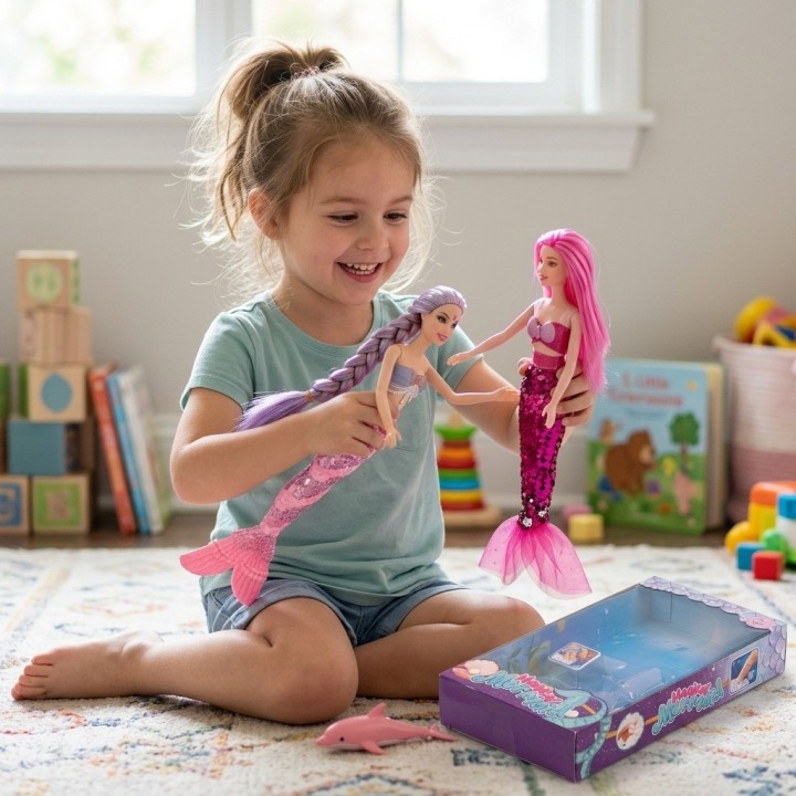Set X2 Muñecas Sirena Magic Mermaid Con Mascota