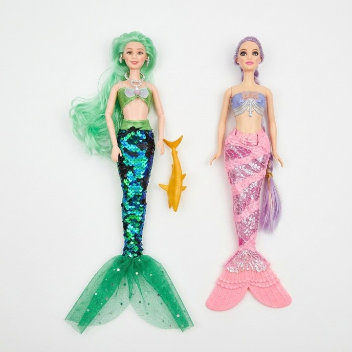 Set X2 Muñecas Sirena Magic Mermaid Con Mascota