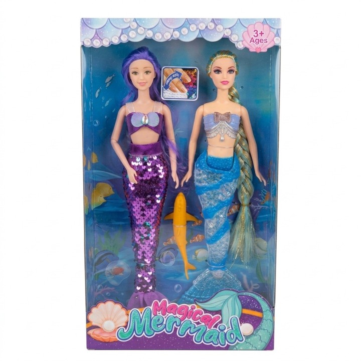 Set X2 Muñecas Sirena Magic Mermaid Con Mascota