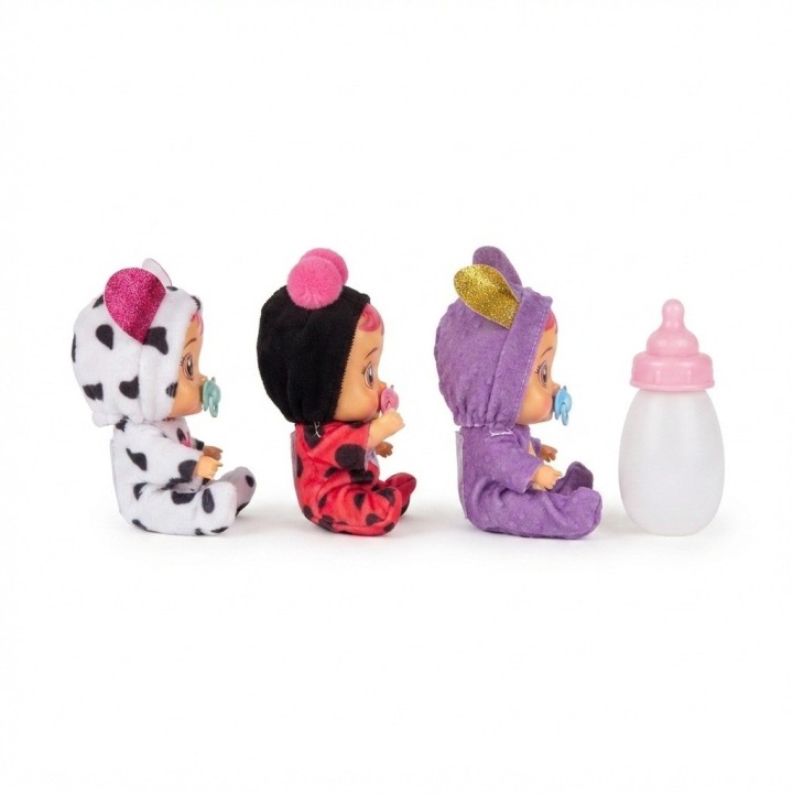 Set X3 Mini Muñecas Bebé Pijamas De Animalitos + Biberón