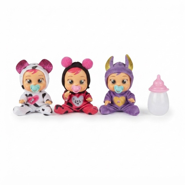 Set X3 Mini Muñecas Bebé Pijamas De Animalitos + Biberón