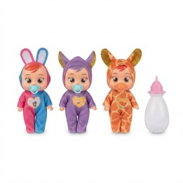 Set X3 Mini Muñecas Bebé Pijamas De Animalitos + Biberón
