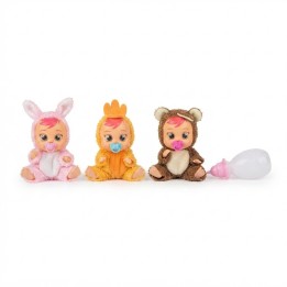 Set X3 Muñecas Bebé En Pijama Animales + Biberón