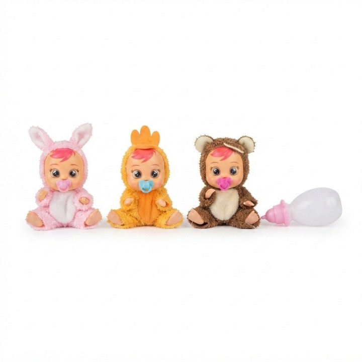Set X3 Muñecas Bebé En Pijama Animales + Biberón