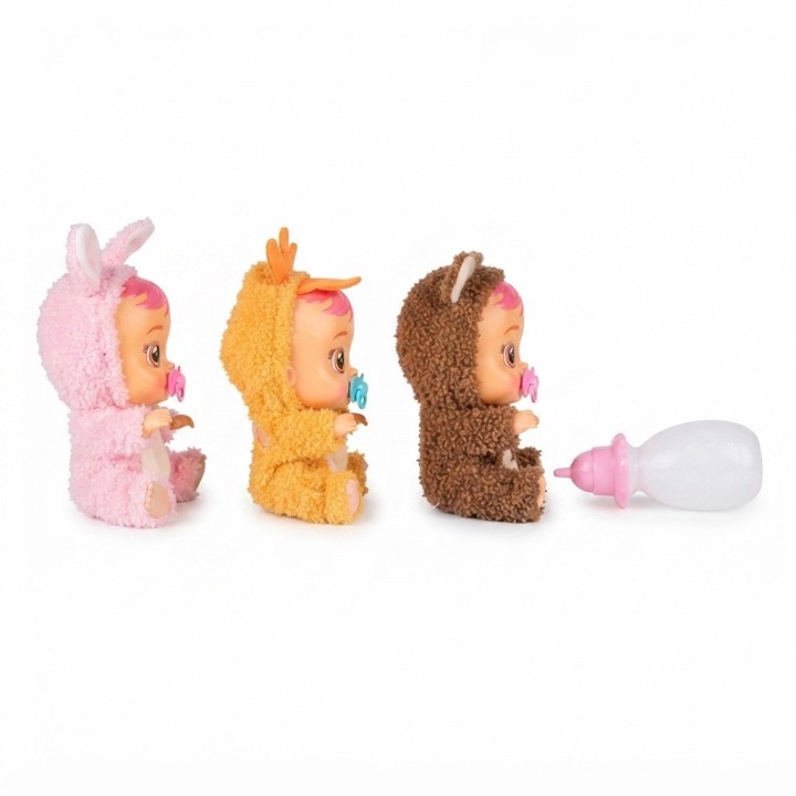 Set X3 Muñecas Bebé En Pijama Animales + Biberón