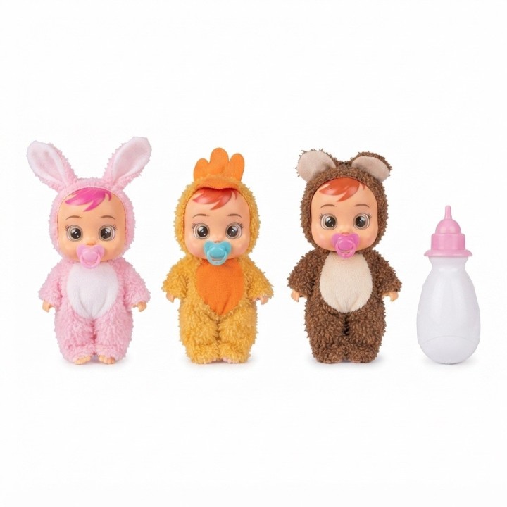 Set X3 Muñecas Bebé En Pijama Animales + Biberón