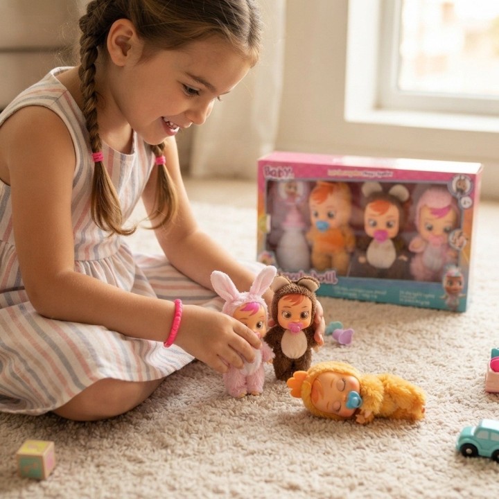 Set X3 Muñecas Bebé En Pijama Animales + Biberón