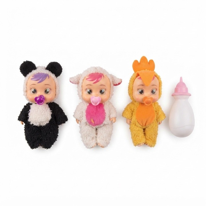 Set X3 Muñecas Bebé En Pijama Animales + Biberón