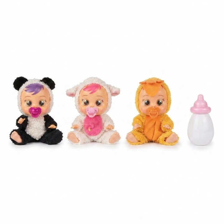 Set X3 Muñecas Bebé En Pijama Animales + Biberón