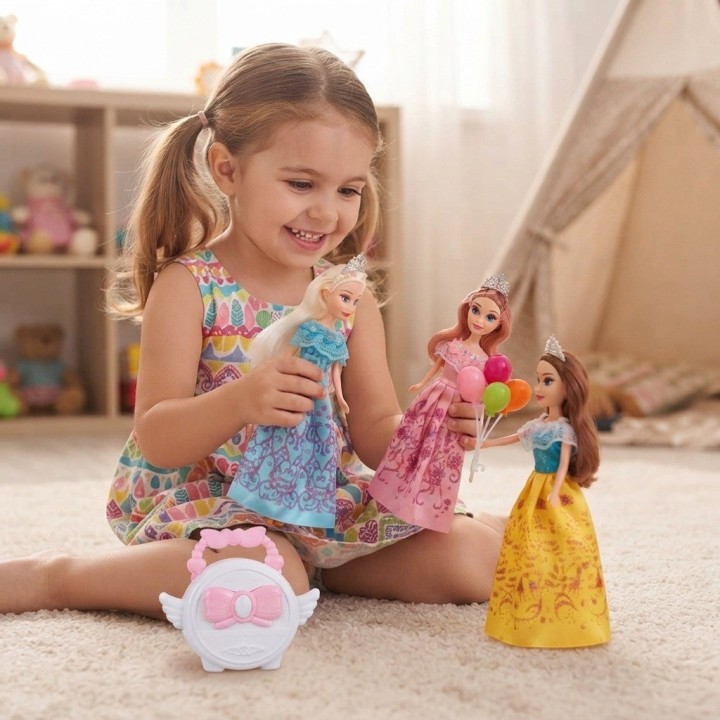 Set X3 Muñecas Princesas Fantasía Con Accesorios