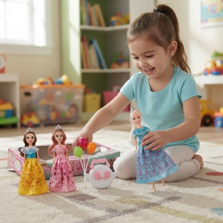 Set X3 Muñecas Princesas Fantasía Con Accesorios