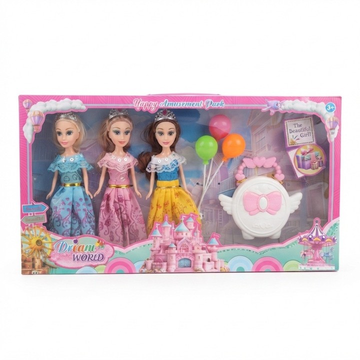 Set X3 Muñecas Princesas Fantasía Con Accesorios