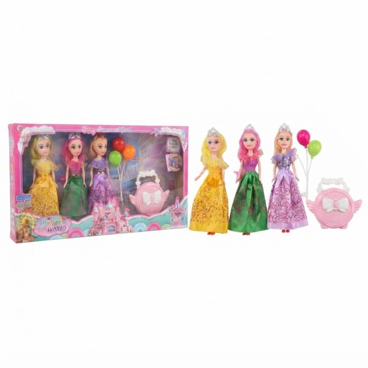 Set X3 Muñecas Princesas Fantasía Con Accesorios