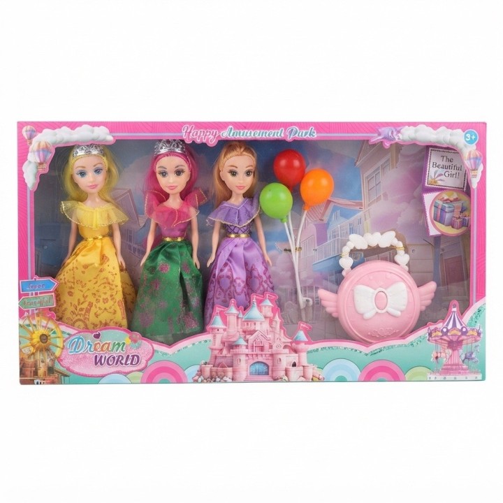 Set X3 Muñecas Princesas Fantasía Con Accesorios