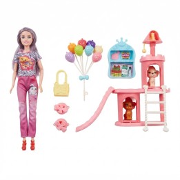 Set Muñeca Fashion Con Mascotas Y Parque De Juegos