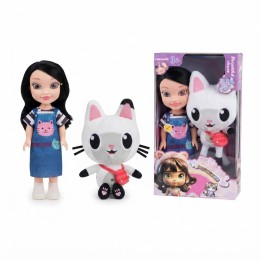 Set Muñeca Fashion Girl Con Gran Gato De Peluche