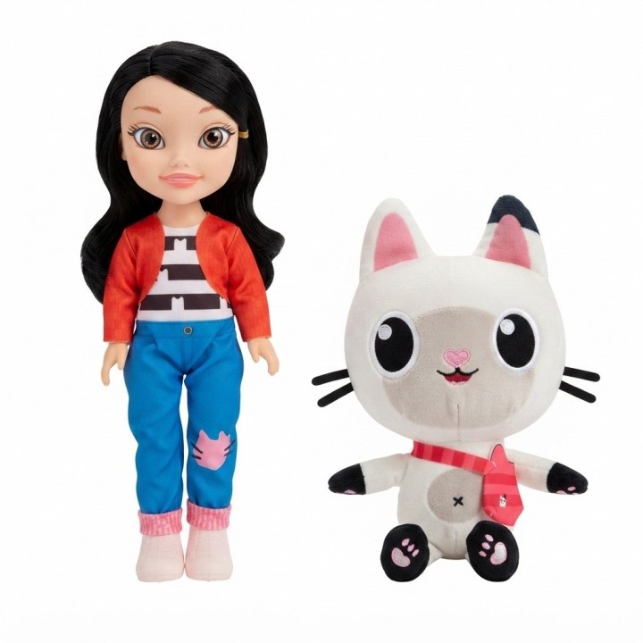 Set Muñeca Fashion Girl Con Gran Gato De Peluche