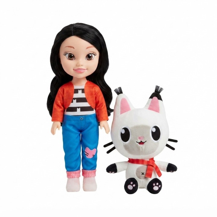Set Muñeca Fashion Girl Con Gran Gato De Peluche
