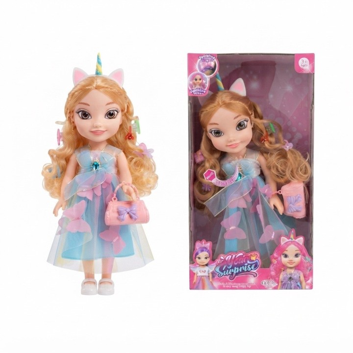Muñeca Princesa Unicornio Cabello Largo + Bolso