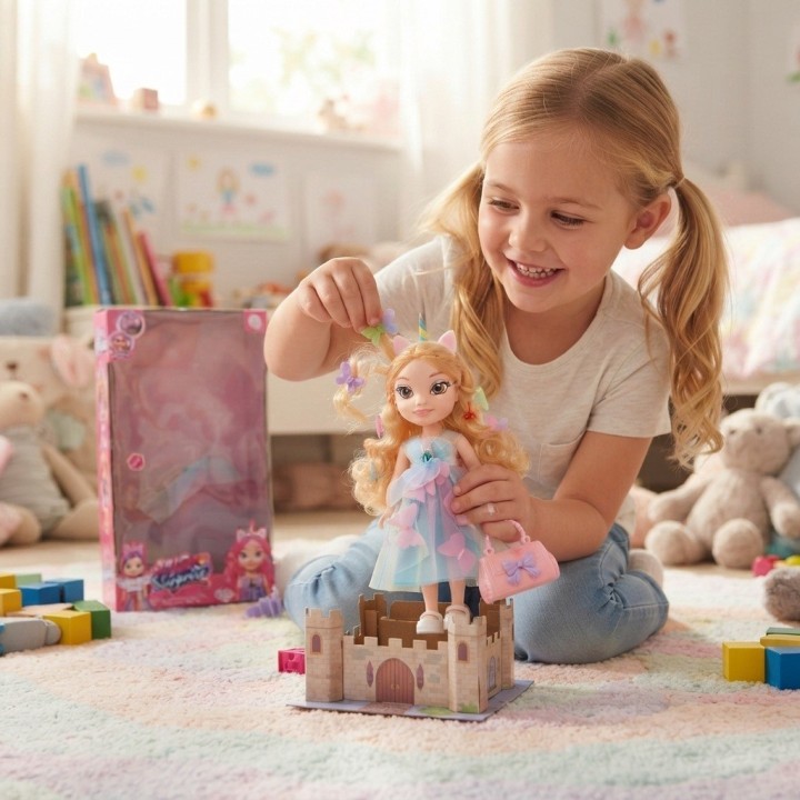 Muñeca Princesa Unicornio Cabello Largo + Bolso