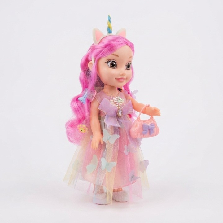 Muñeca Princesa Unicornio Cabello Largo + Bolso