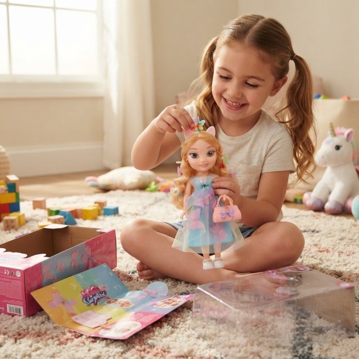 Muñeca Princesa Unicornio Cabello Largo + Bolso
